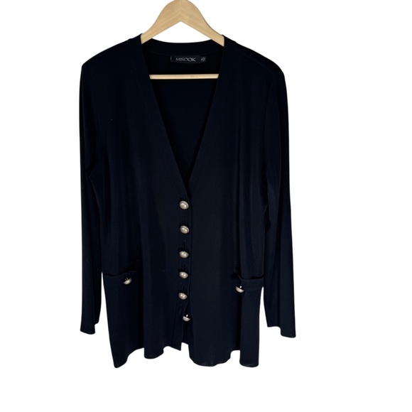 Mistook Black Patch Pocket Brushed Metal Buttoned Cardigan...